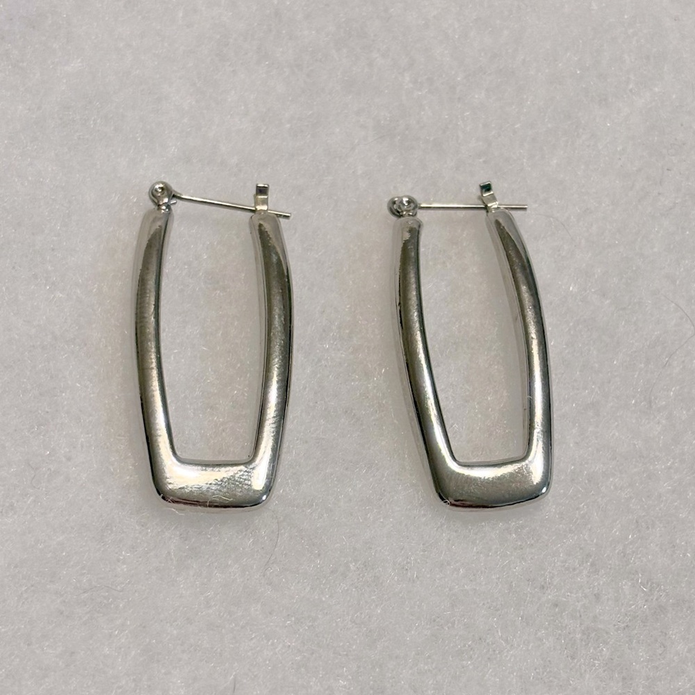 Silver Rectangular Hoop Earrings